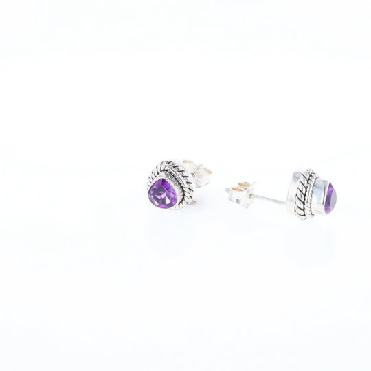 Native Amethyst Pear Stud Earrings