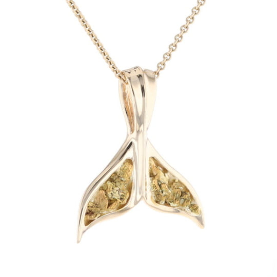 Whale Tail Natural Gold Nuggets Inlaid Pendant XL