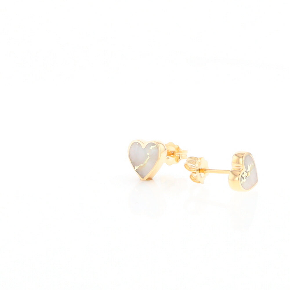 Gold Quartz Heart Stud Earrings - G2