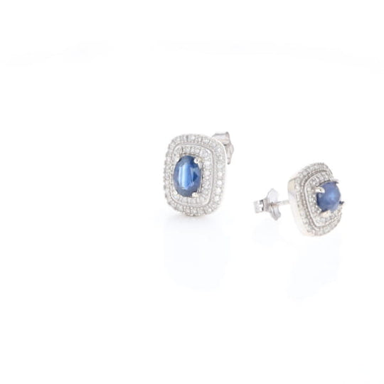 Double Halo Sapphire Earrings