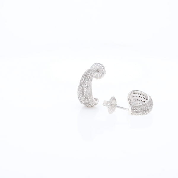 Diamond Half Hoop Stud Earrings