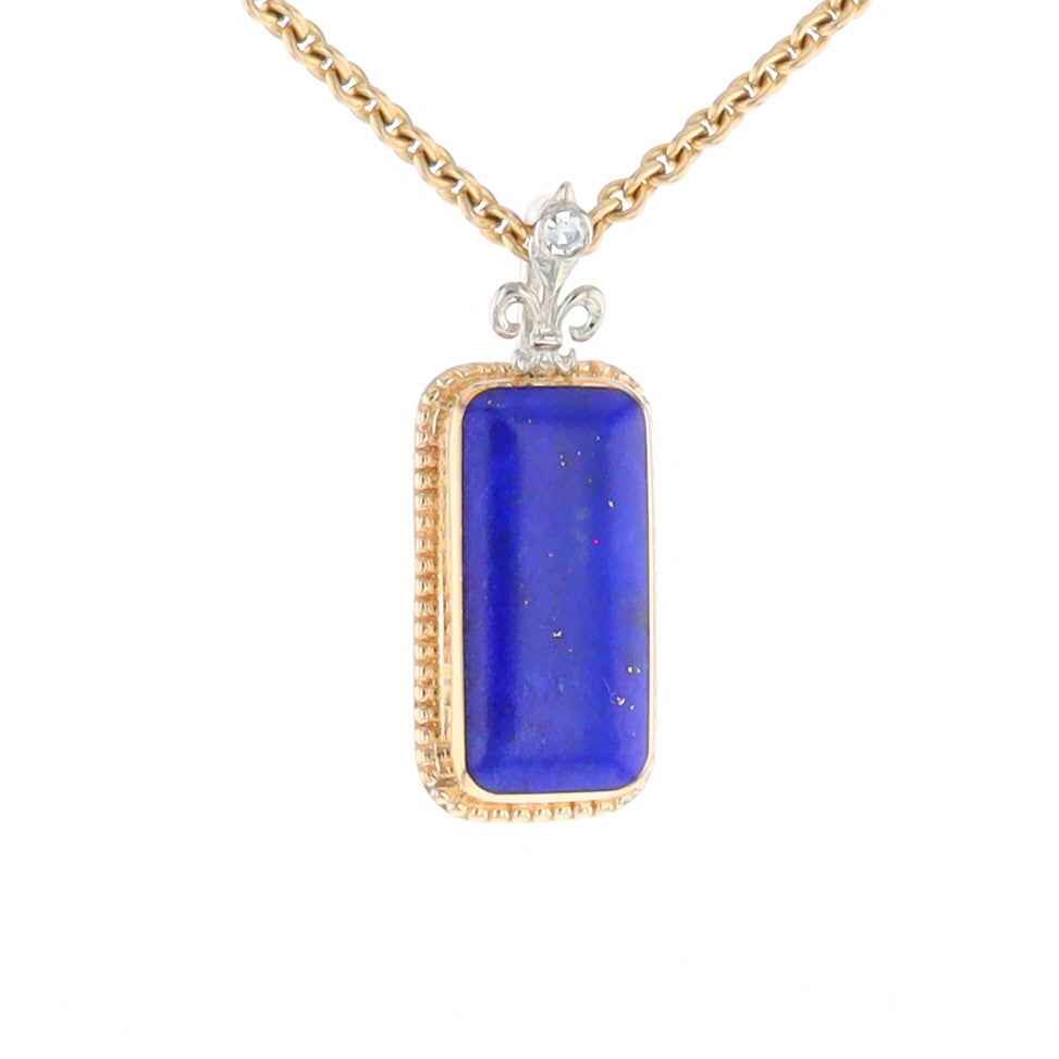 Lapis Milgrain Rectangle Pendant