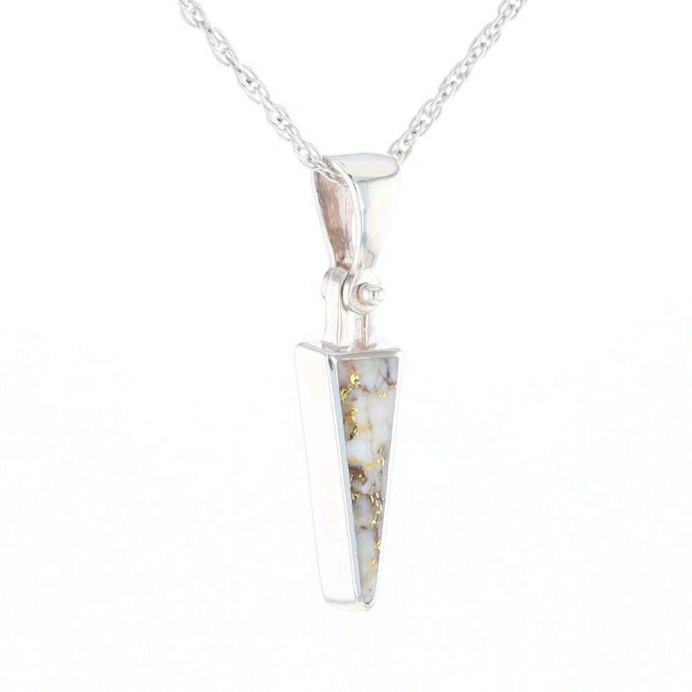 Gold Quartz Upside Down Triangle Pendant