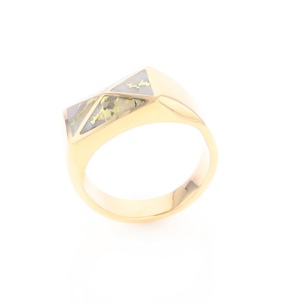 Four Section Gold Quartz Inlaid Men's Ring G2