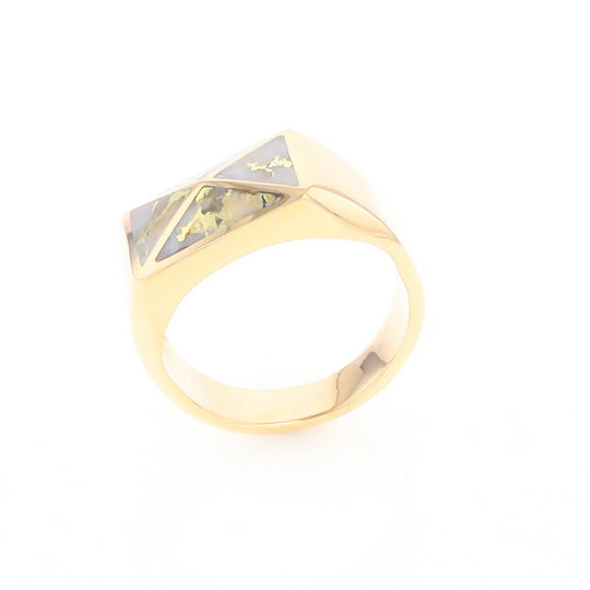 Four Section Gold Quartz Inlaid Men's Ring G2