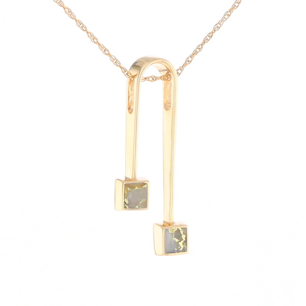 Gold Quartz 2 Square Curved Bar Pendant