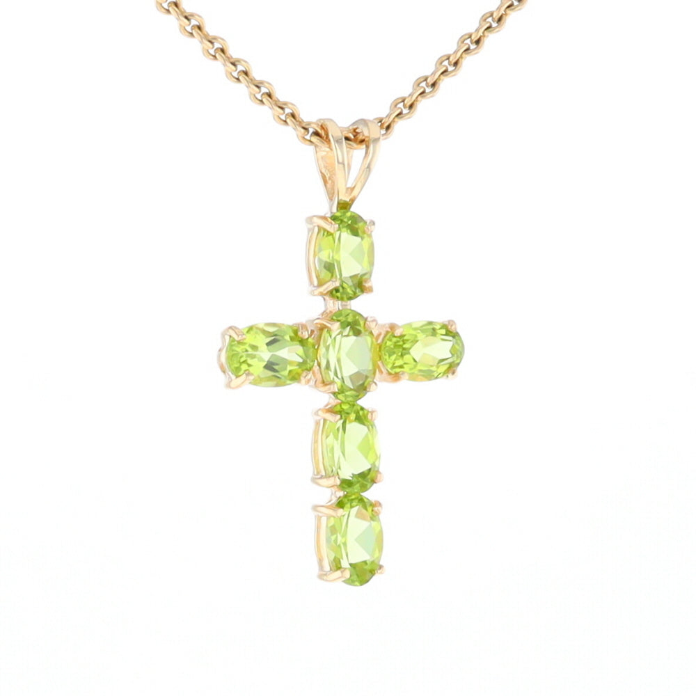 Oval Peridot Cross Pendant