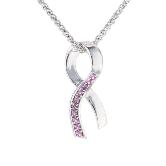 Pink Sapphire Breast Cancer Ribbon Pendant