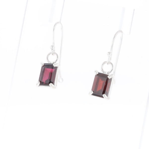Emerald Cut Garnet Earrings
