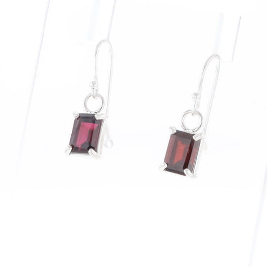 Emerald Cut Garnet Earrings