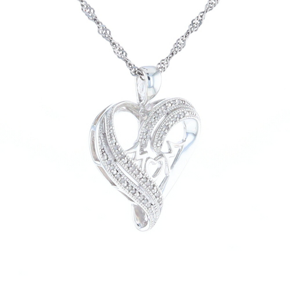 "MOM" Diamond Heart Pendant