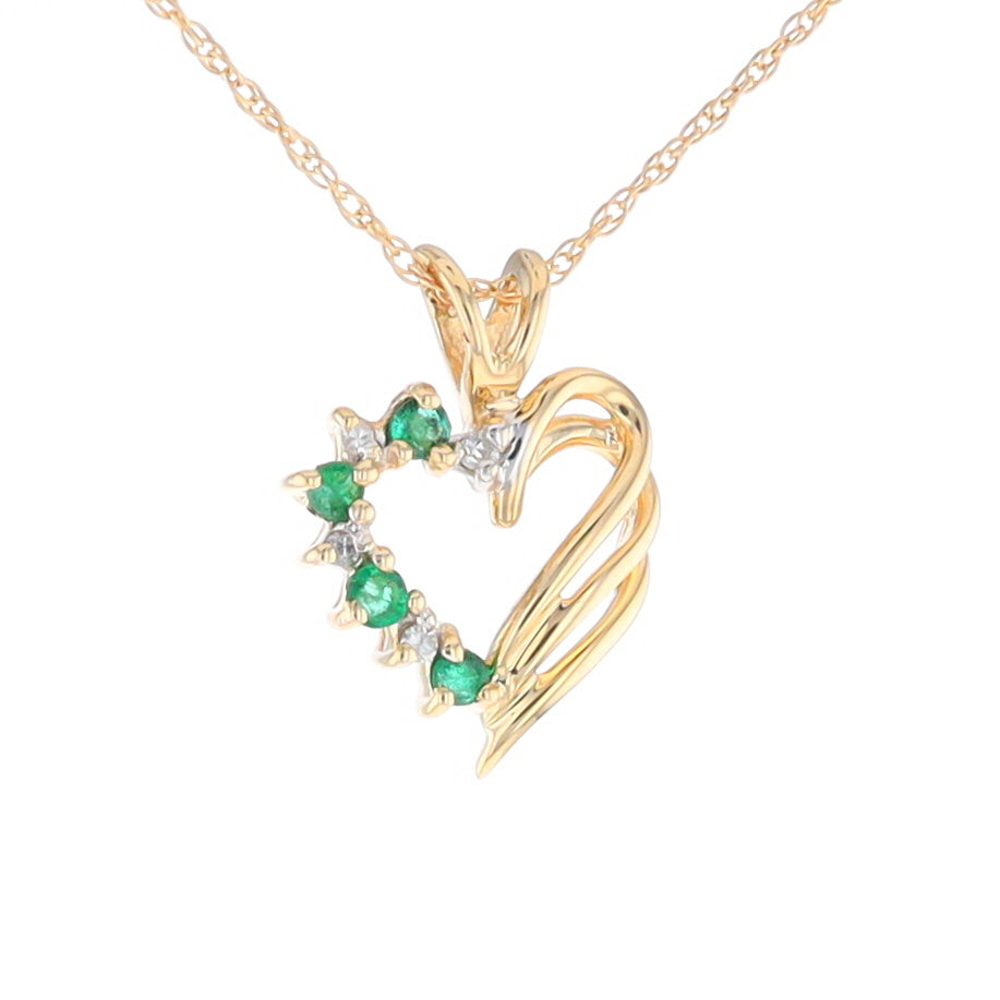 Open Heart Emerald and Diamond Pendant