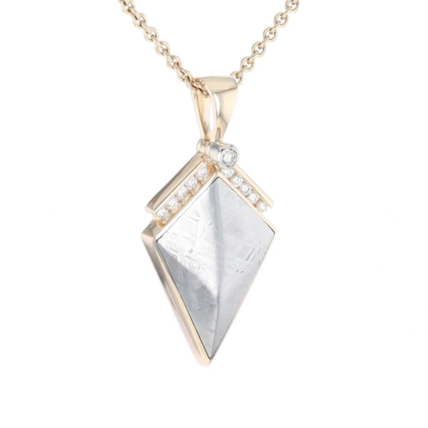 Meteorite Kite Shape Inlaid Pendant with 0.19ctw Diamonds