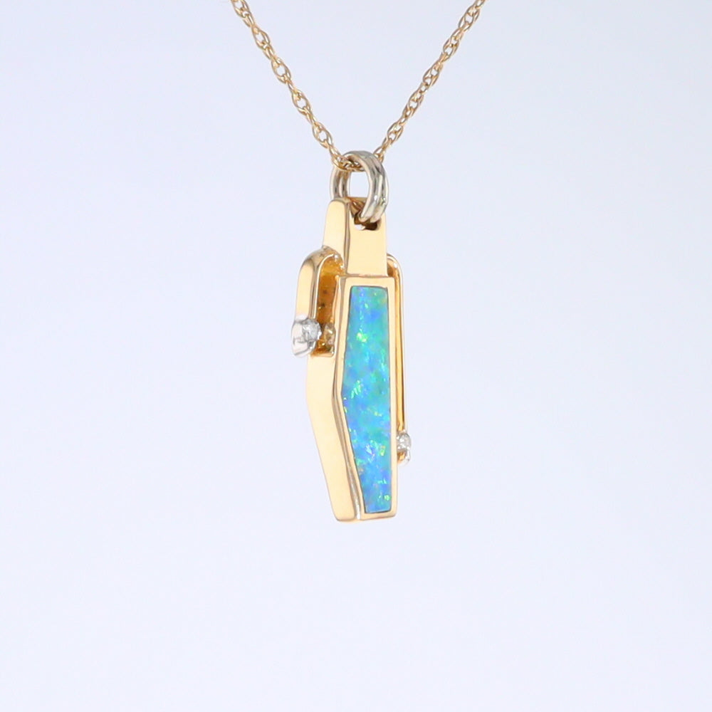 Opal Geometric Inlaid Pendant