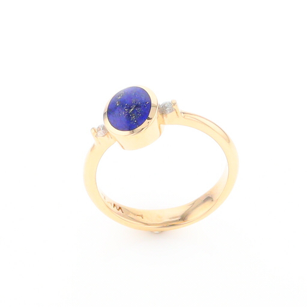 Oval Lapis Diamond Ring