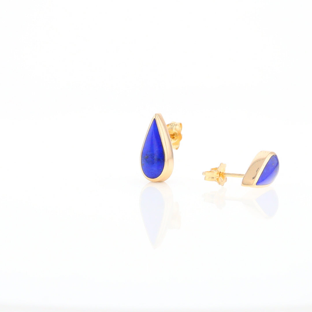 Lapis Tear Drop Inlaid Earrings