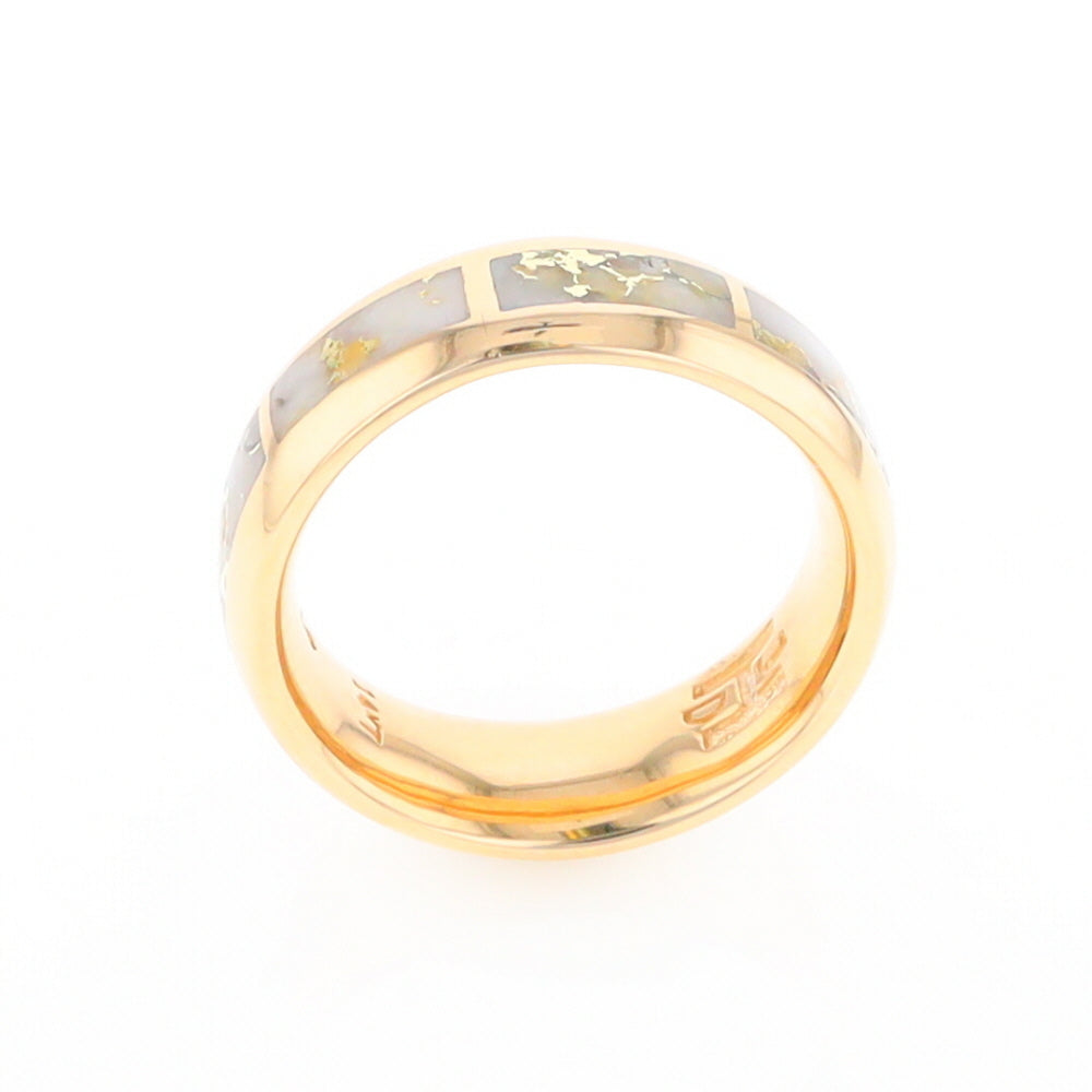 Gold Quartz Ring 8 Rectangle Section Inlaid Eternity Band