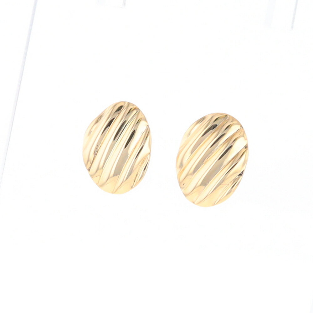 Gold Scorred Disc Stud Earrings