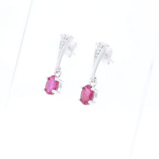 Oval Ruby Dangle Earrings
