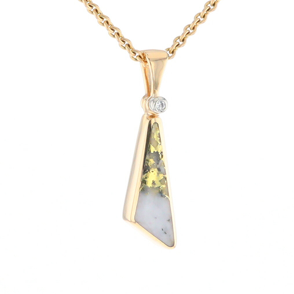 Triangular Gold Quartz Pendant - G2