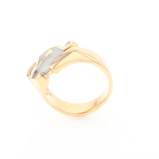 Gold Quartz Ring Geometric Shape Inlaid with 0.30ctw Round Diamonds