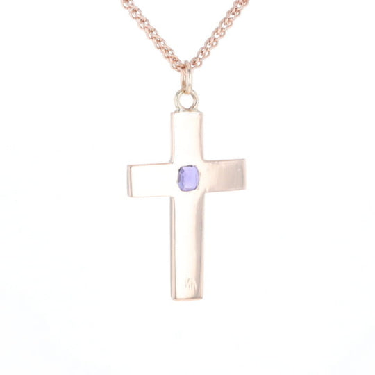 Cross Pendant with Purple Sapphire