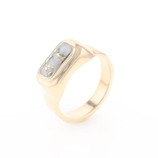Gold Quartz Ring Oval Inlaid Design - G2