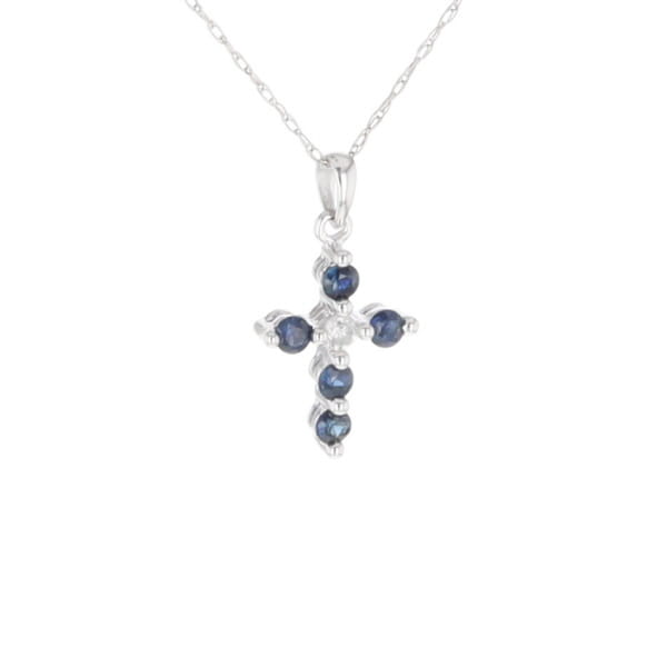 Small Blue Sapphire Cross Pendant
