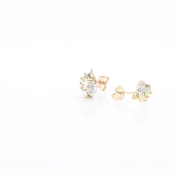 Bypass Peridot and Diamond Stud Earrings
