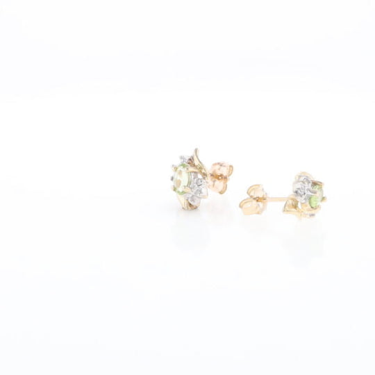 Bypass Peridot and Diamond Stud Earrings