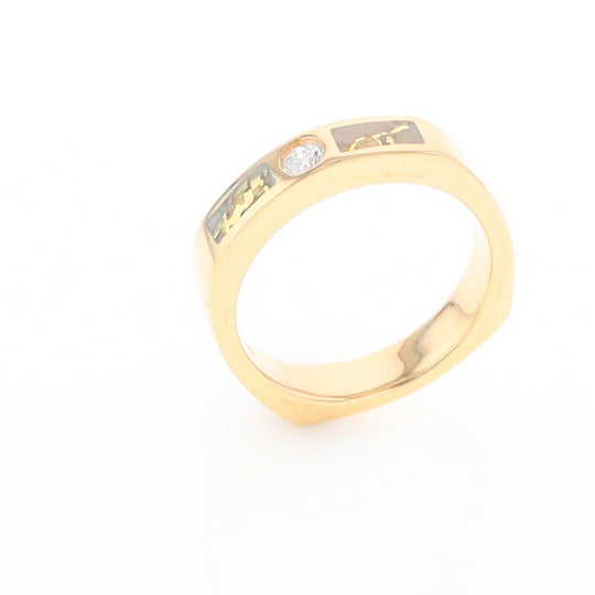 Gold Quartz Ring Double Sided Inlaid Design with .10ct Round Diamond G2