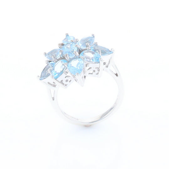 Blue Topaz Flower Ring