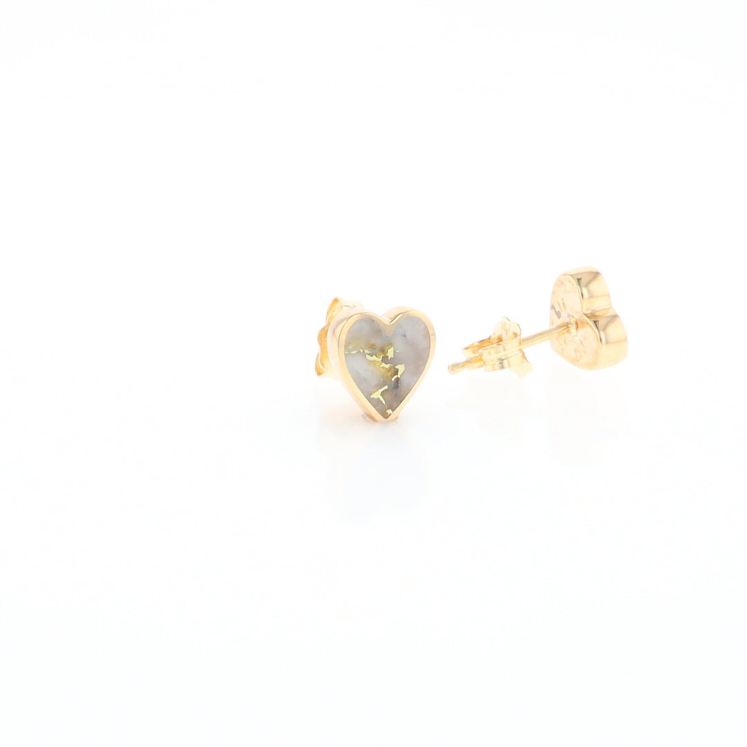 Gold Quartz Heart Stud Earrings - G2