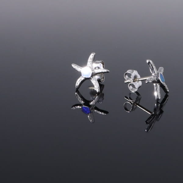 Opal Earrings Inlaid Realistic Star Fish Design