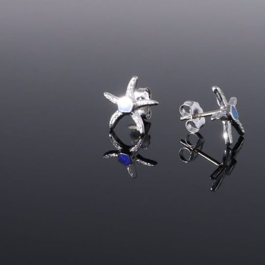 Opal Earrings Inlaid Realistic Star Fish Design