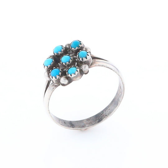 Round Turquoise Cluster Ring