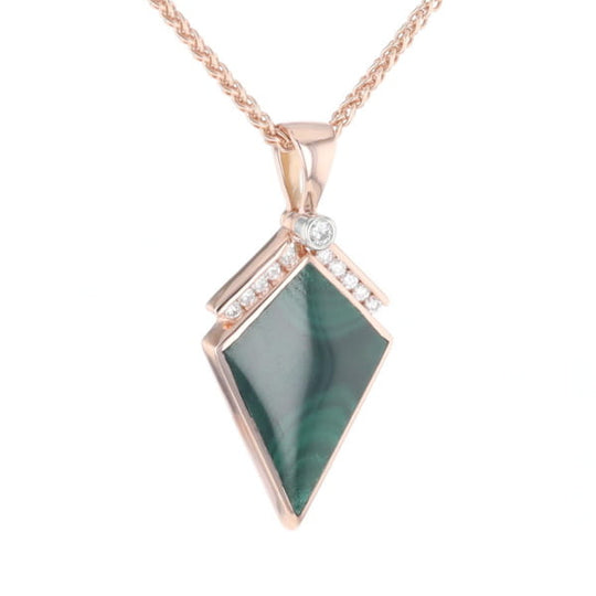 Malachite Kite Shape Inlaid Pendant with 0.19ctw Diamonds