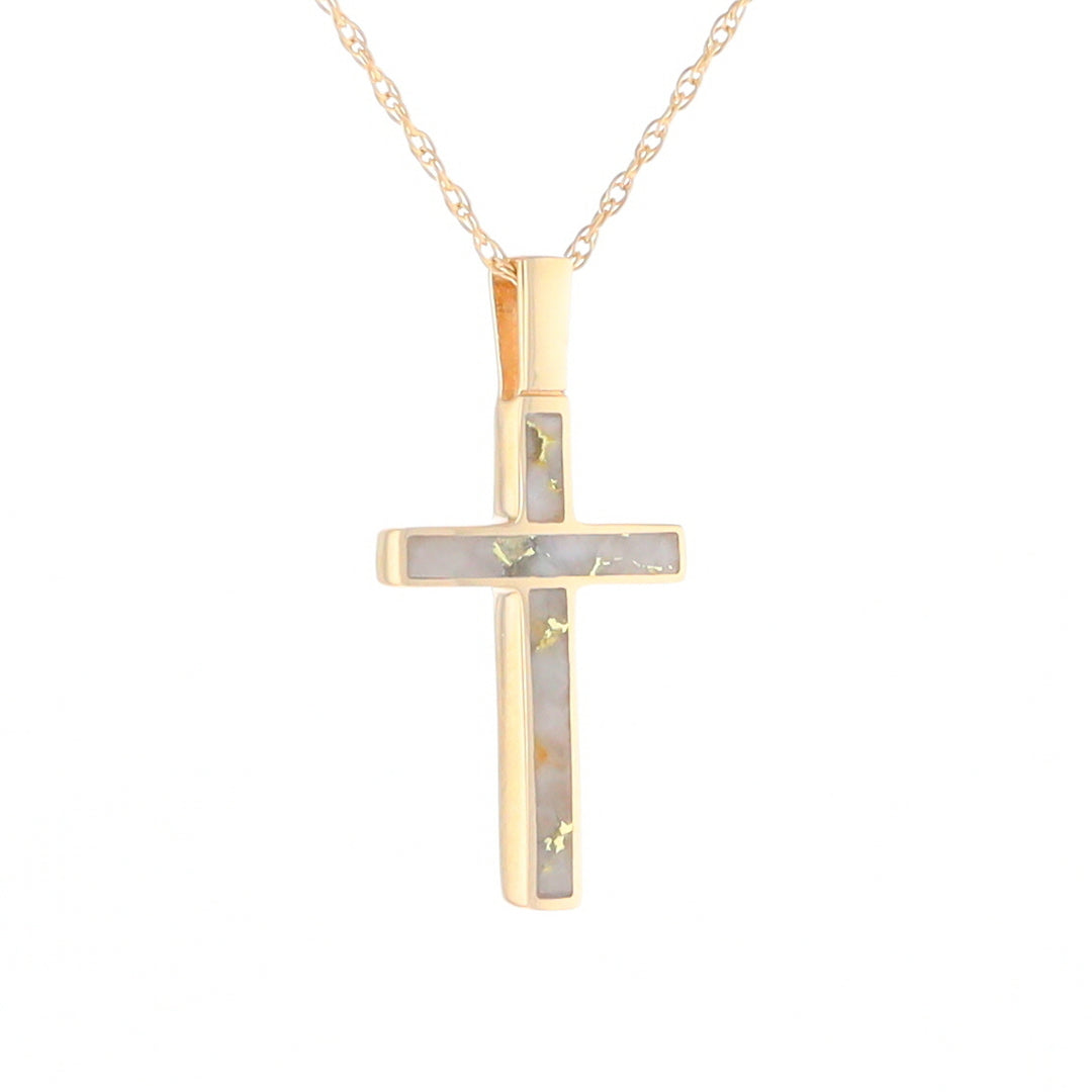 Three Section Gold Quartz Cross - G2