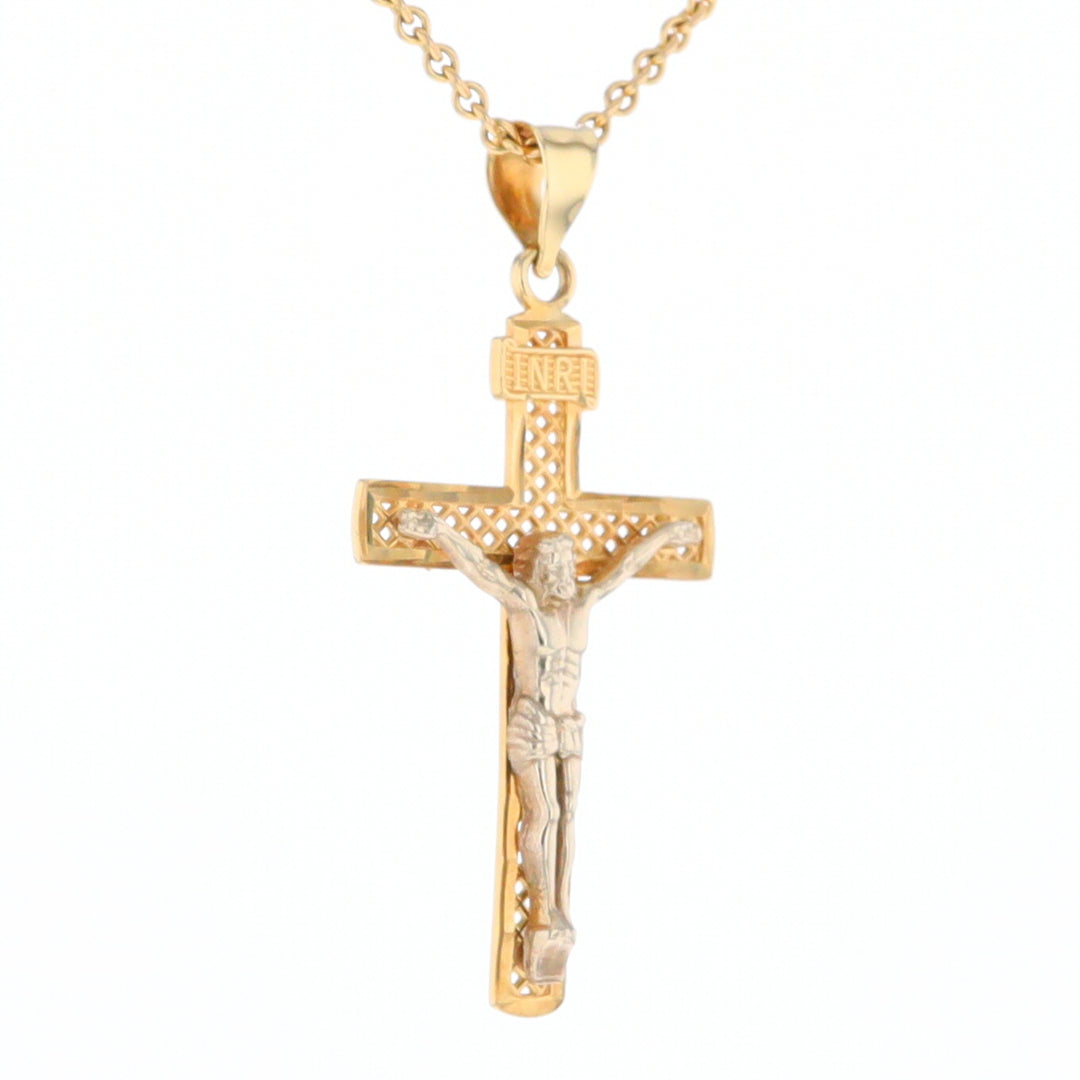 Two Tone Gold Crucifix Pendant