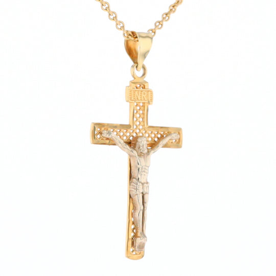 Two Tone Gold Crucifix Pendant