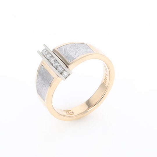 Meteorite Ring Double Sided Inlaid Design with .23ctw Diamonds