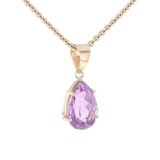 Pear Solitaire Amethyst Pendant