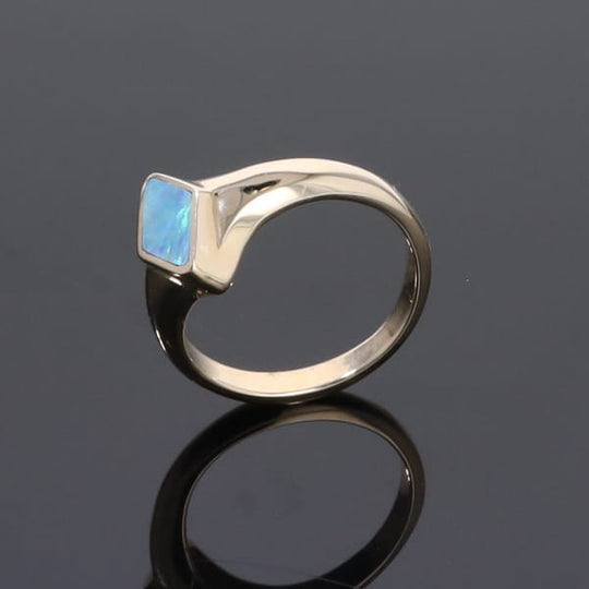 Opal Rings Diamond Shape Inlaid Design