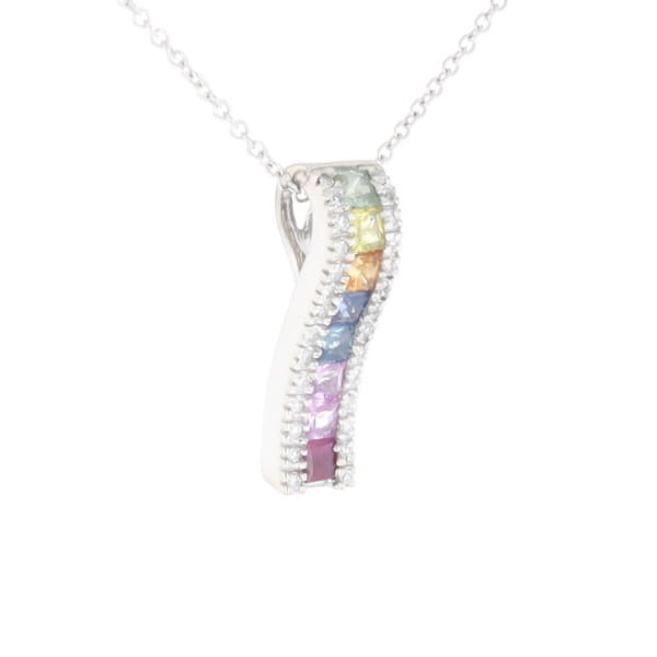 Multi-color Sapphire Necklace with Diamond Accents