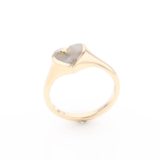 Gold Quartz Ring Heart Shape Inlaid Design