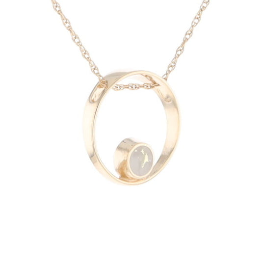 Gold Quartz Pendant Open Circle Design Round Inlay Pendant