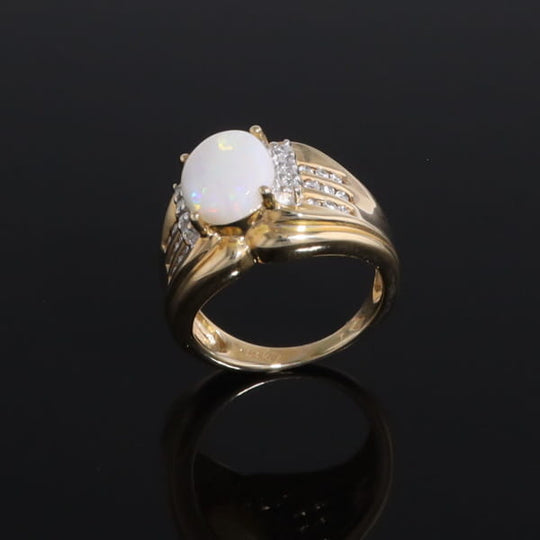 Opal Diamond Channels Ring