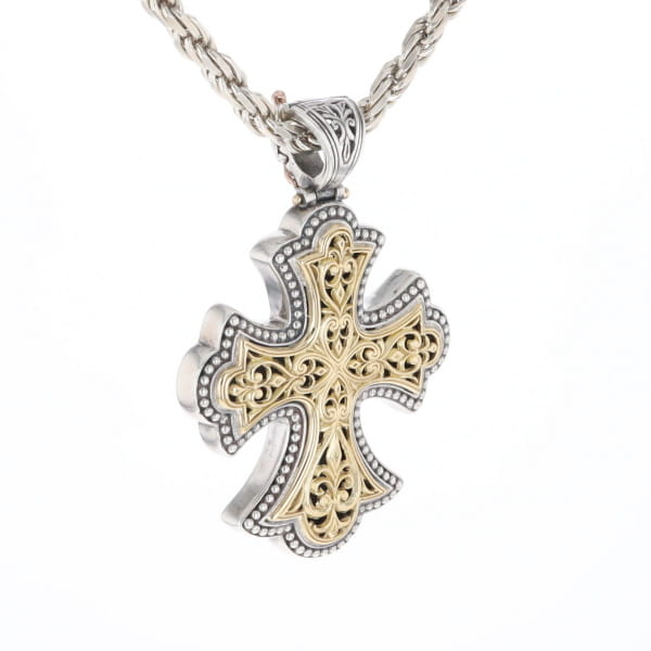 Sterling and 18K Gold Konstantino Cross Pendant