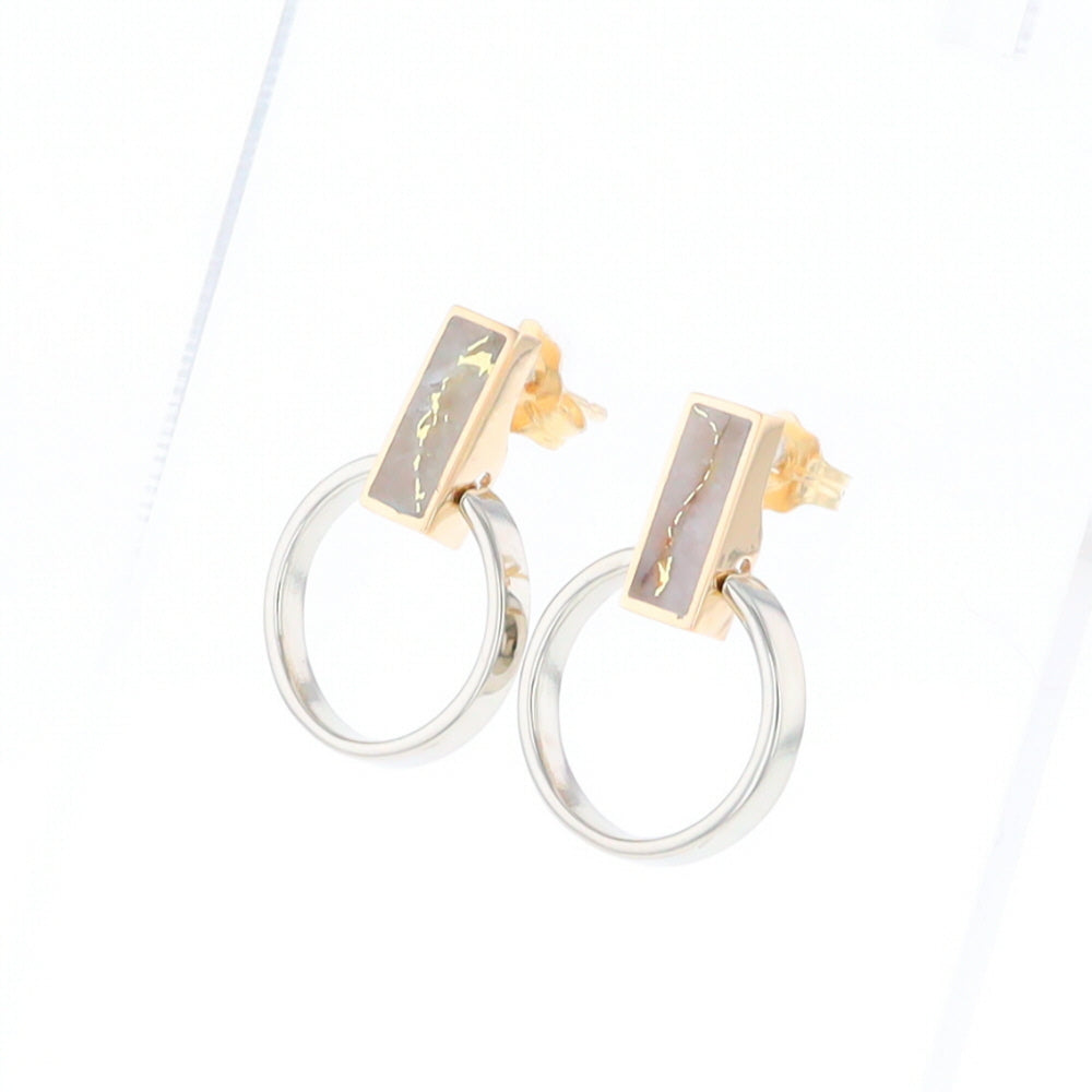 Gold Quartz Rectangle Inlaid Knocker Earrings - G2