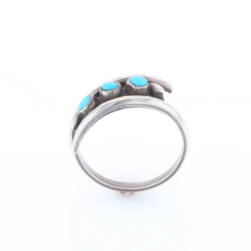 Round Turquoise Row Bypass Ring